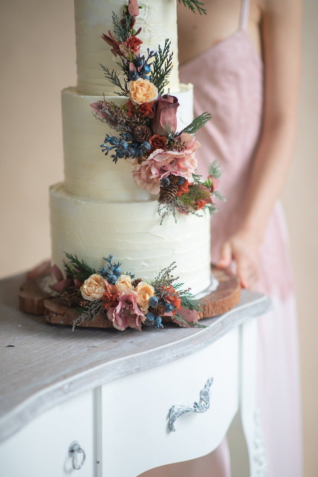 Autumn Wedding Cake Flower Topper: Woodland Floral Arrangement – handmade floral hair accessory by magaela