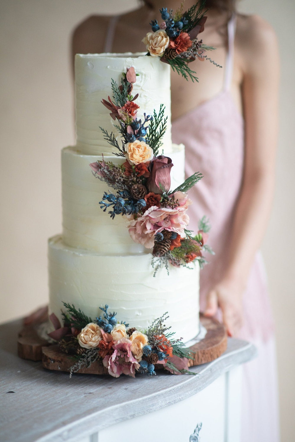 Autumn Wedding Cake Flower Topper: Woodland Floral Arrangement – handmade floral hair accessory by magaela