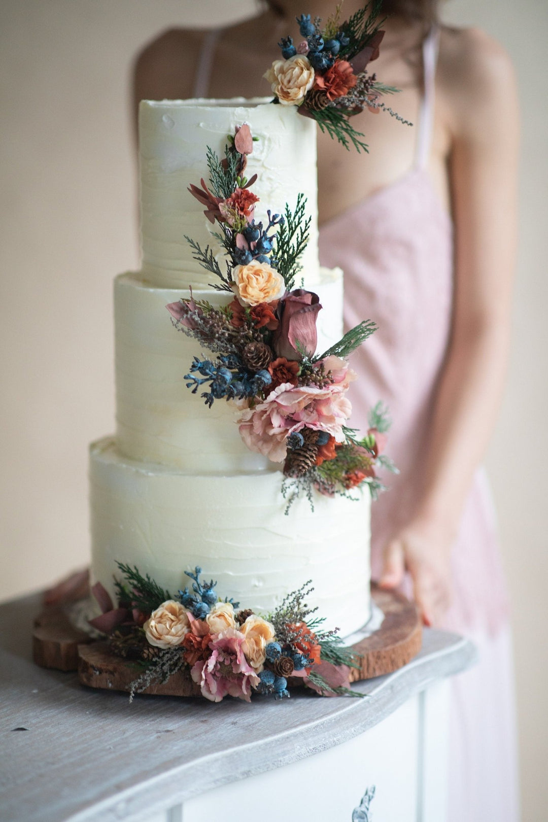 Autumn Wedding Cake Flower Topper: Woodland Floral Arrangement – handmade floral hair accessory by magaela