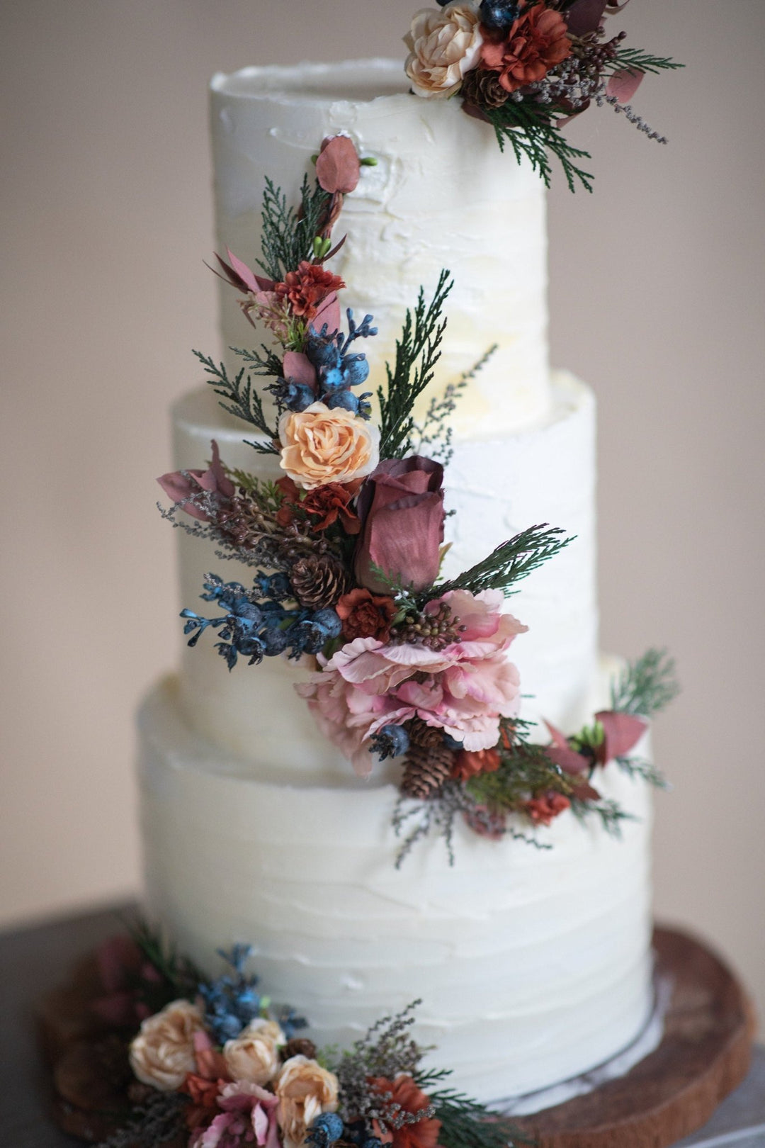 Autumn Wedding Cake Flower Topper: Woodland Floral Arrangement – handmade floral hair accessory by magaela