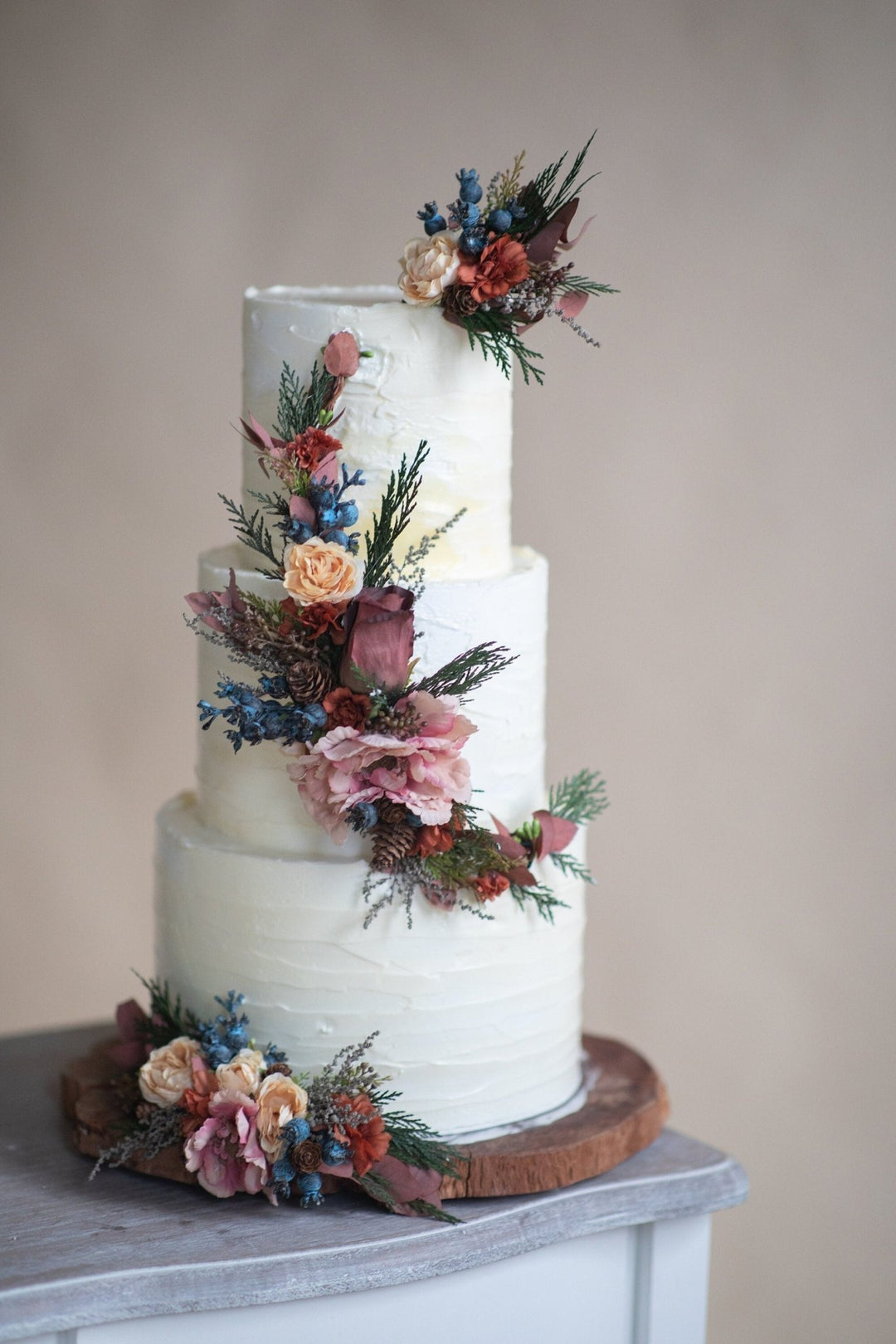 Autumn Wedding Cake Flower Topper: Woodland Floral Arrangement – handmade floral hair accessory by magaela