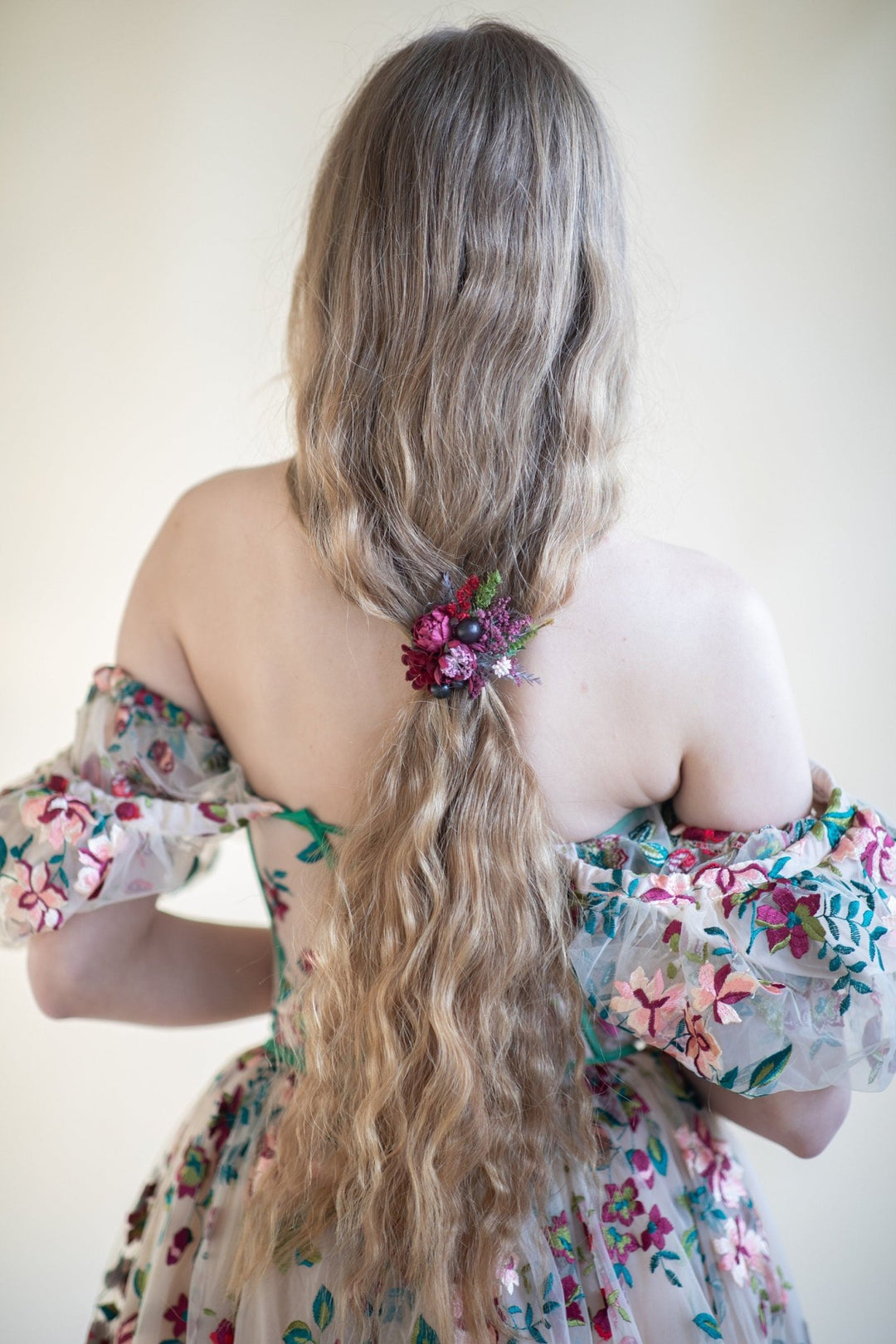 Burgundy Flower Hair Tie: Wedding Hair Accessories – handmade floral hair accessory by magaela