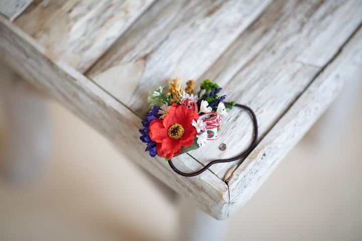 Folk Flower Hair Tie: Poppy Wedding Hair Accessories – handmade floral hair accessory by magaela
