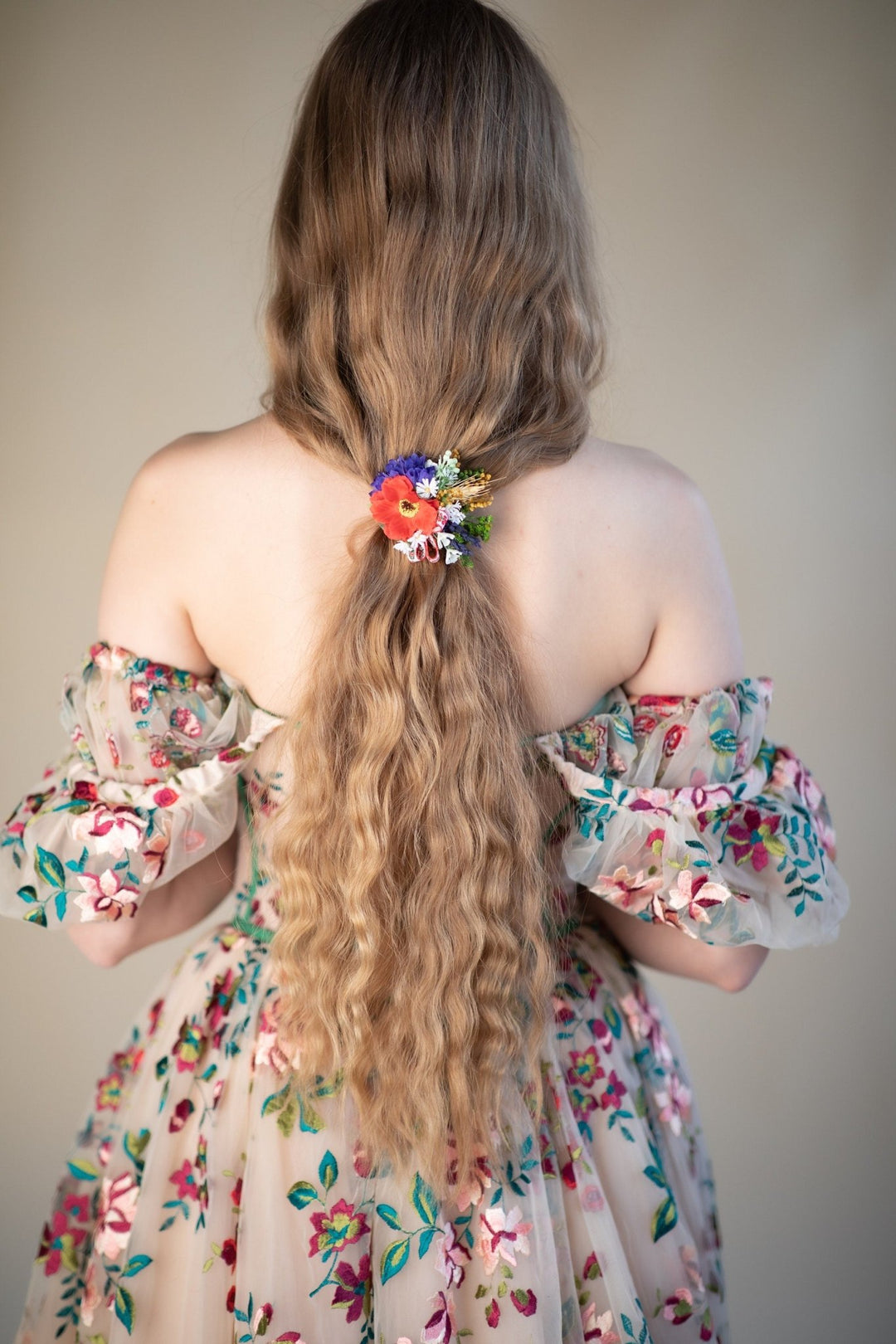 Folk Flower Hair Tie: Poppy Wedding Hair Accessories – handmade floral hair accessory by magaela