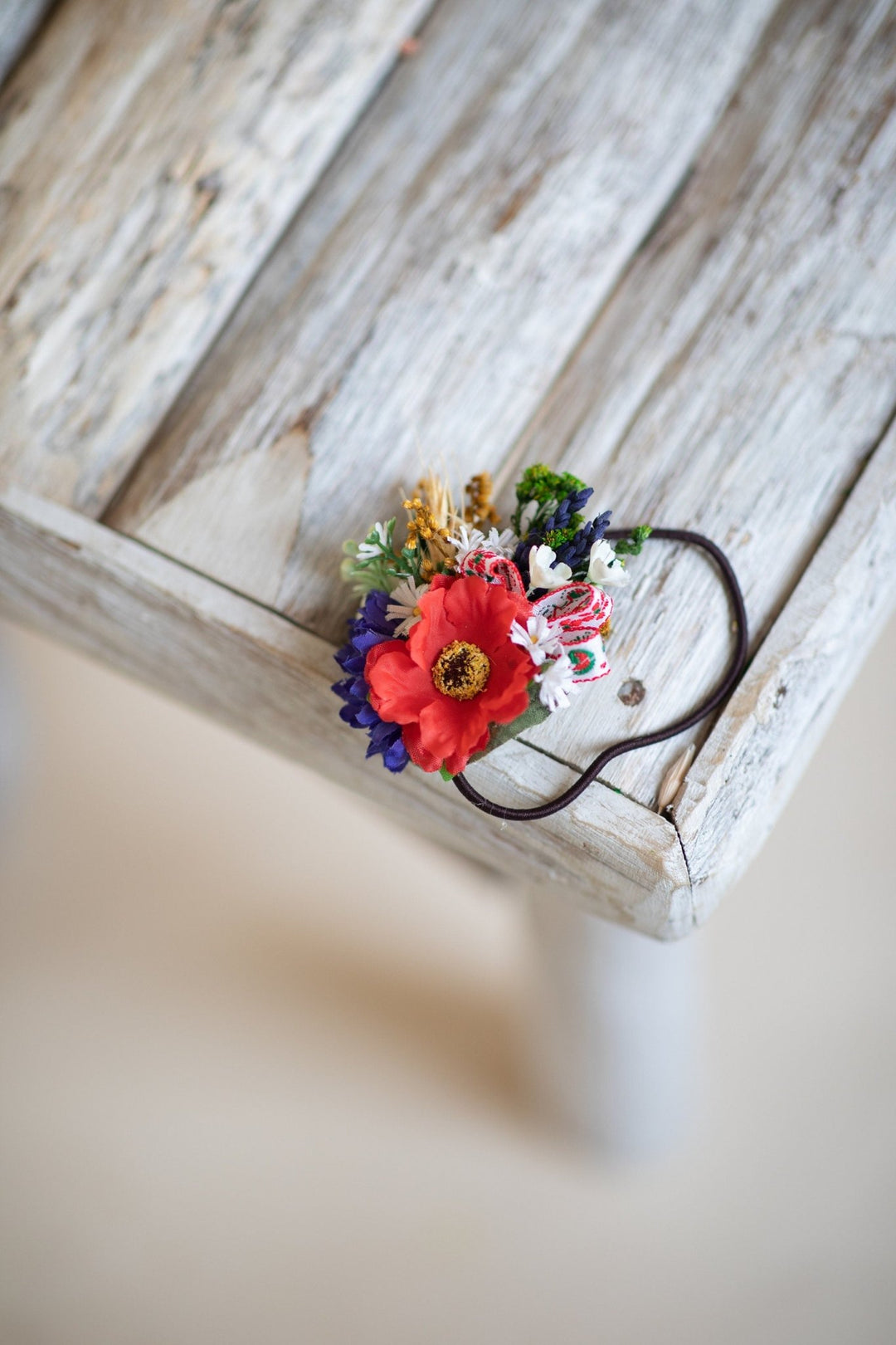 Folk Flower Hair Tie: Poppy Wedding Hair Accessories – handmade floral hair accessory by magaela