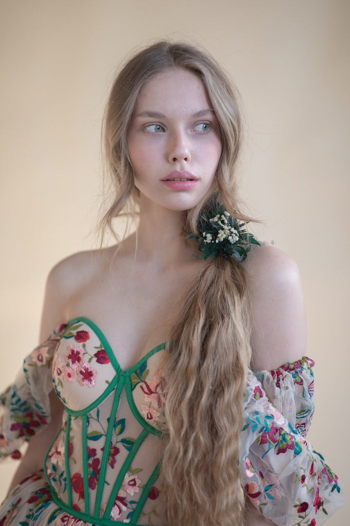 Greenery Flower Hair Tie: Wedding Bridal Accessory – handmade floral hair accessory by magaela