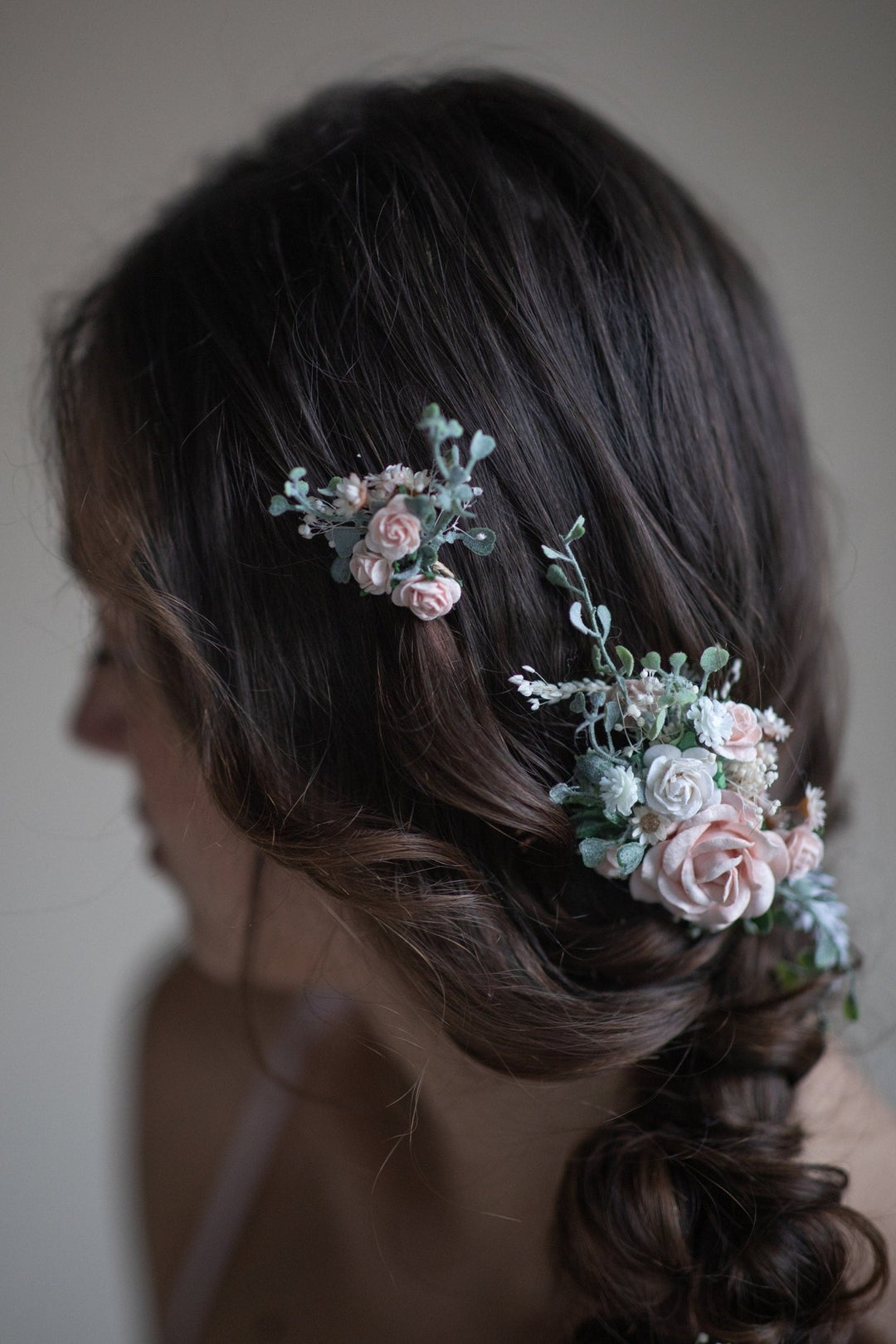Blush Rose Wedding Hair Comb & Pins: Romantic Bridal Hairstyle – handmade floral hair accessory by magaela