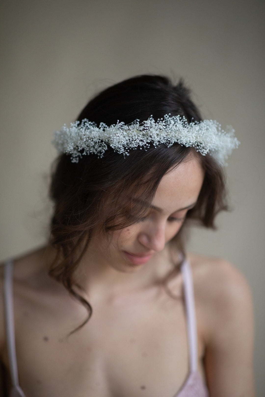Baby's Breath Flower Crown: Ivory Wedding Wreath – handmade floral hair accessory by magaela