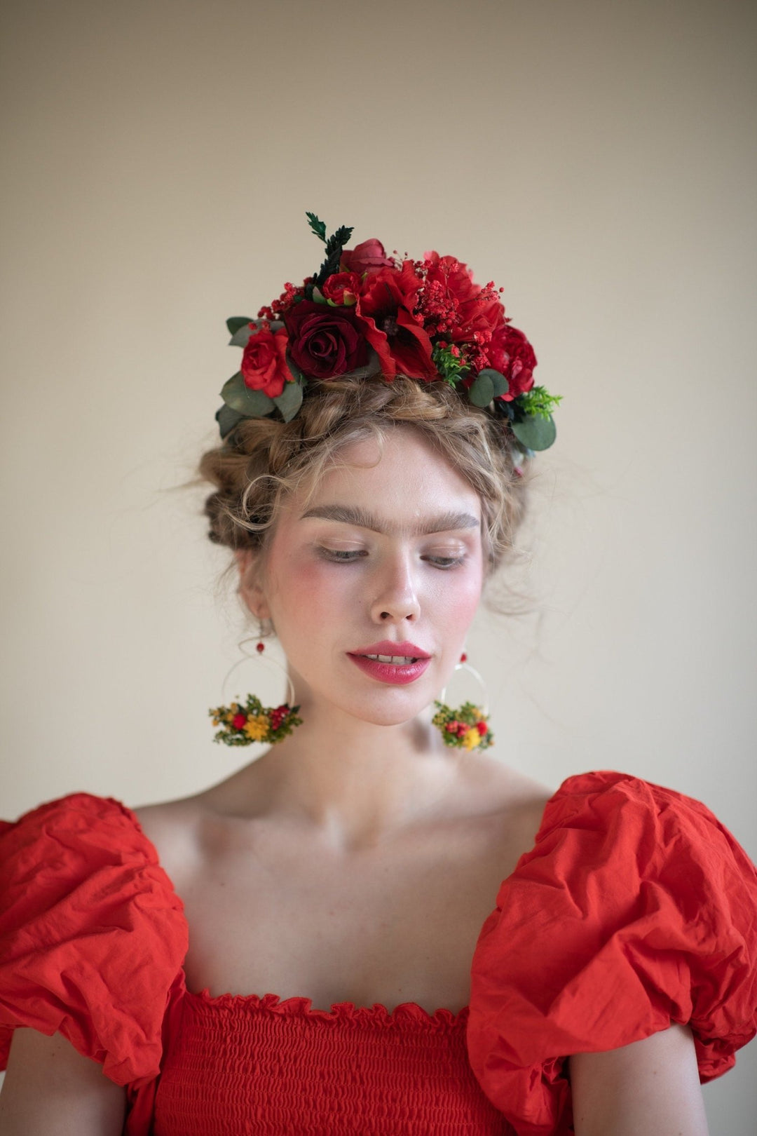 Floral Circle Dangle Earrings: Handmade Preserved Flower Jewelry – handmade floral hair accessory by magaela