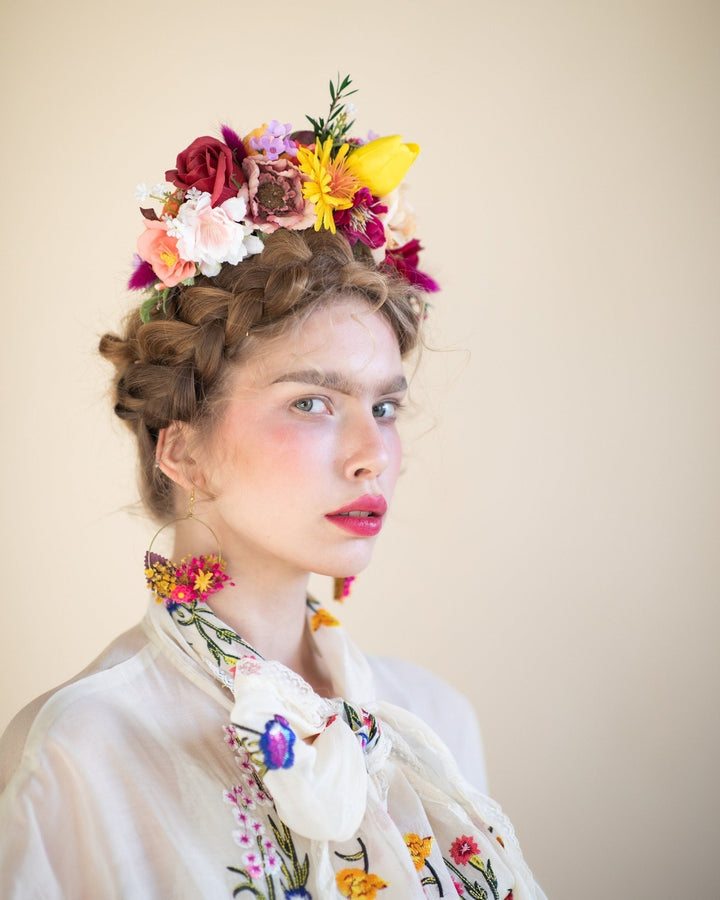 Magenta Flower Earrings: Fuchsia Bridal Dangle Earrings, Handmade Floral Jewelry – handmade floral hair accessory by magaela