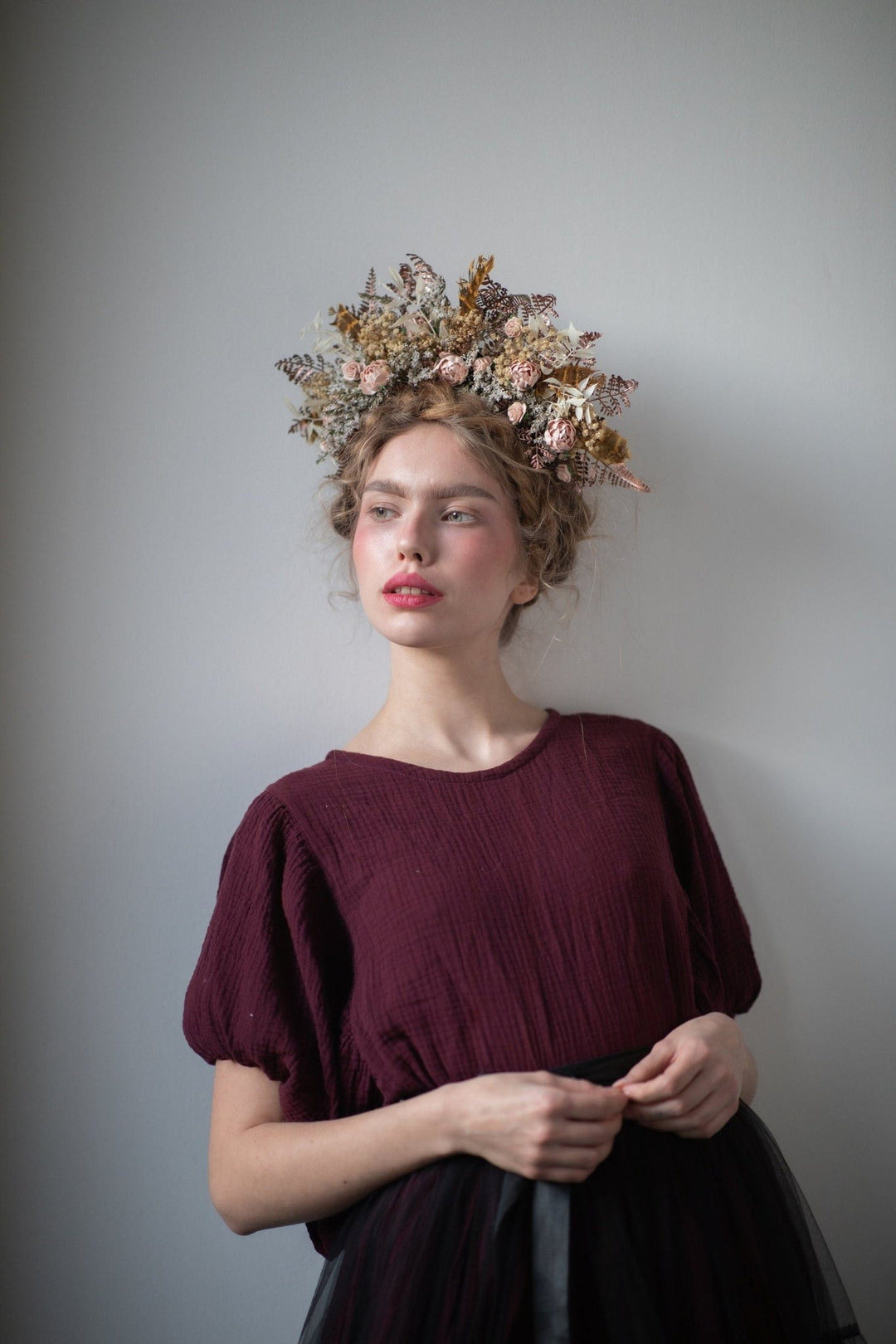 Peony Flower Crown: Vintage Bridal Headpiece – handmade floral hair accessory by magaela