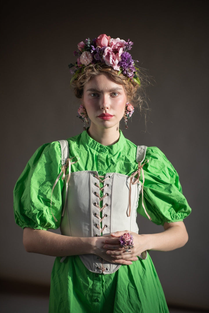 Romantic Floral Ring: Adjustable Bridal Wedding Accessory – handmade floral hair accessory by magaela