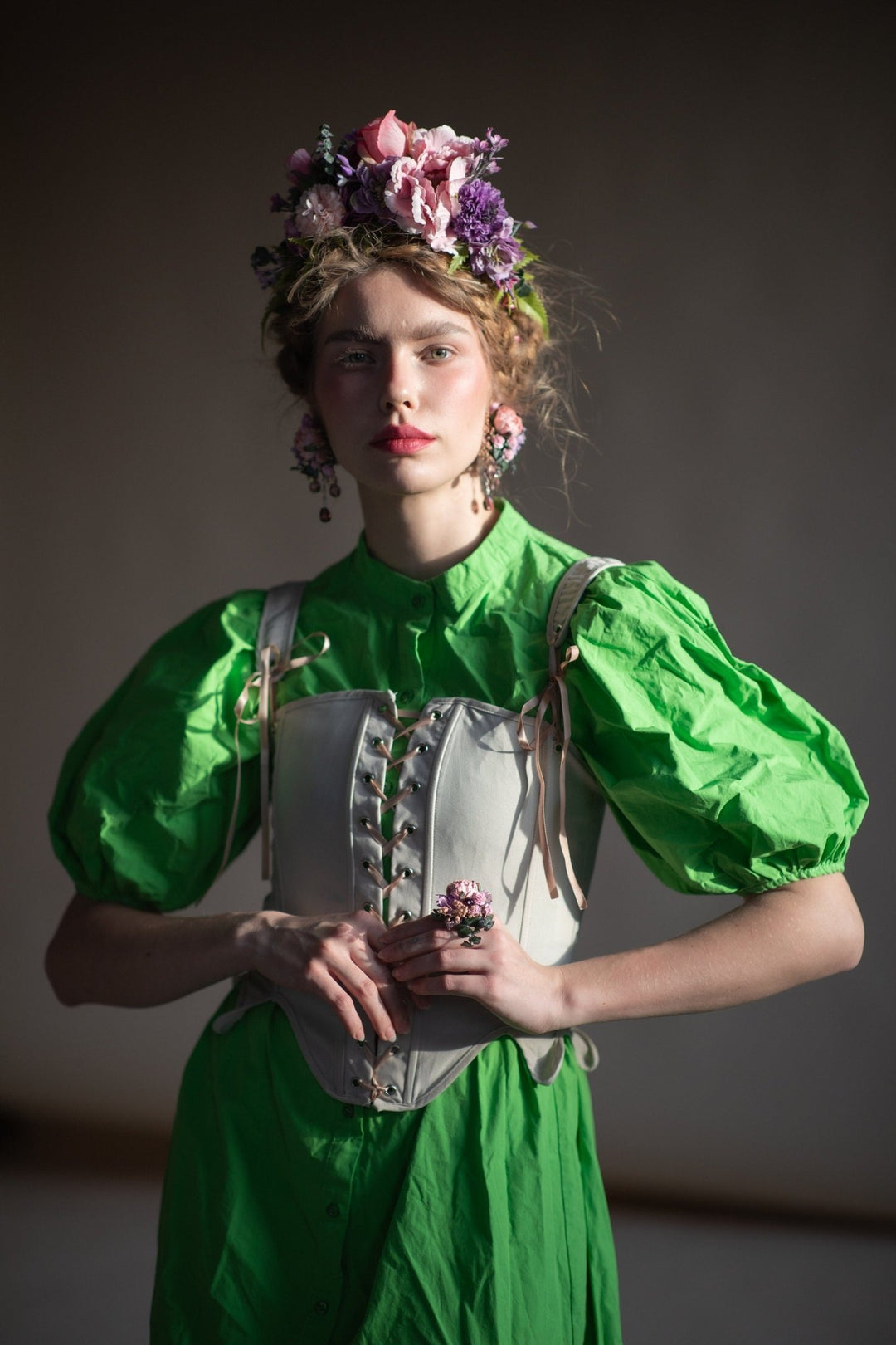 Romantic Floral Ring: Adjustable Bridal Wedding Accessory – handmade floral hair accessory by magaela