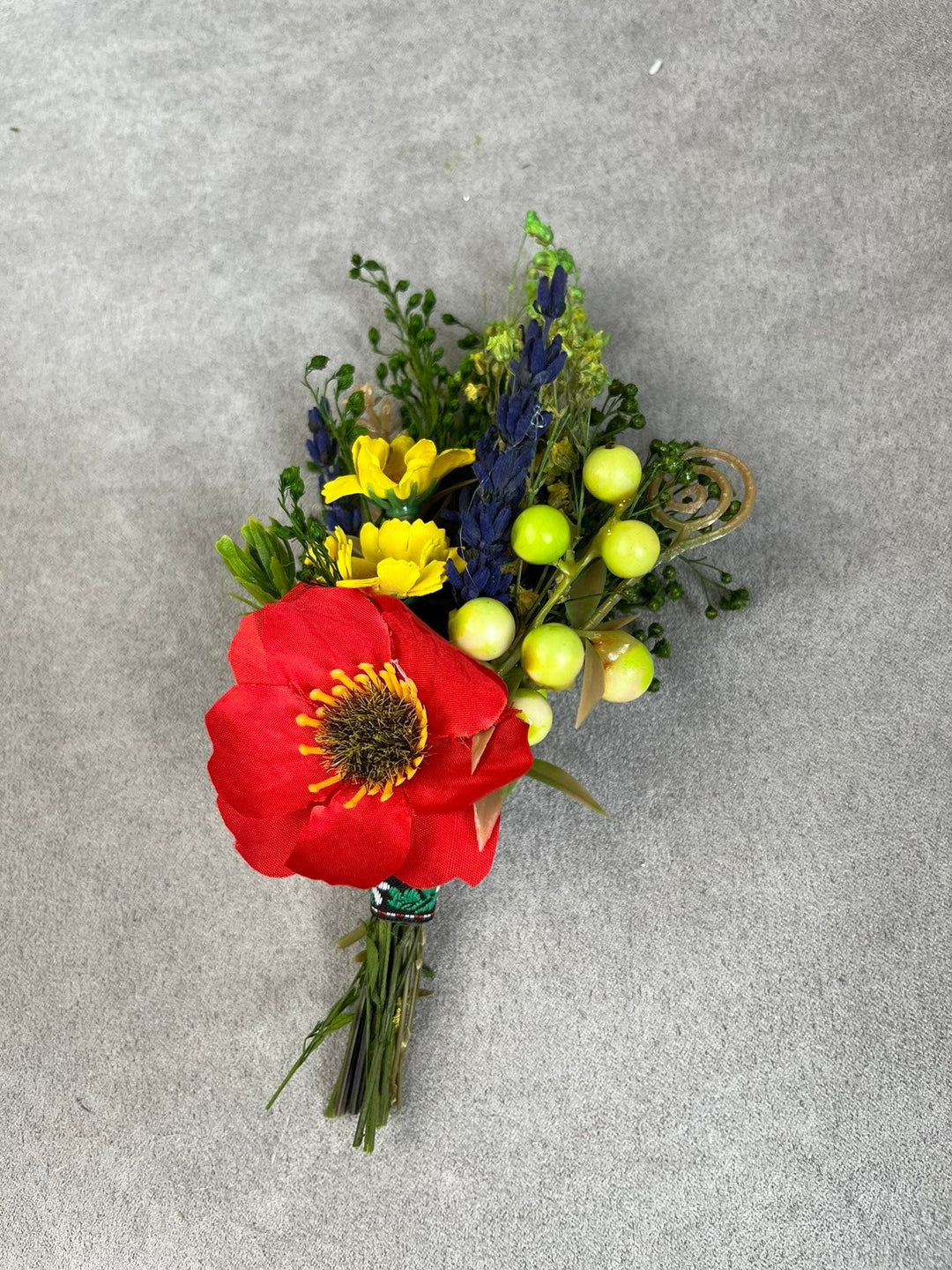 Poppy Wedding Bouquet: Handmade Folk Bridal Wildflower Accessory – handmade floral hair accessory by magaela