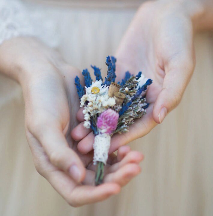 Preserved Lavender Wedding Bouquet: Handmade Dried Bridal Bouquet – handmade floral hair accessory by magaela