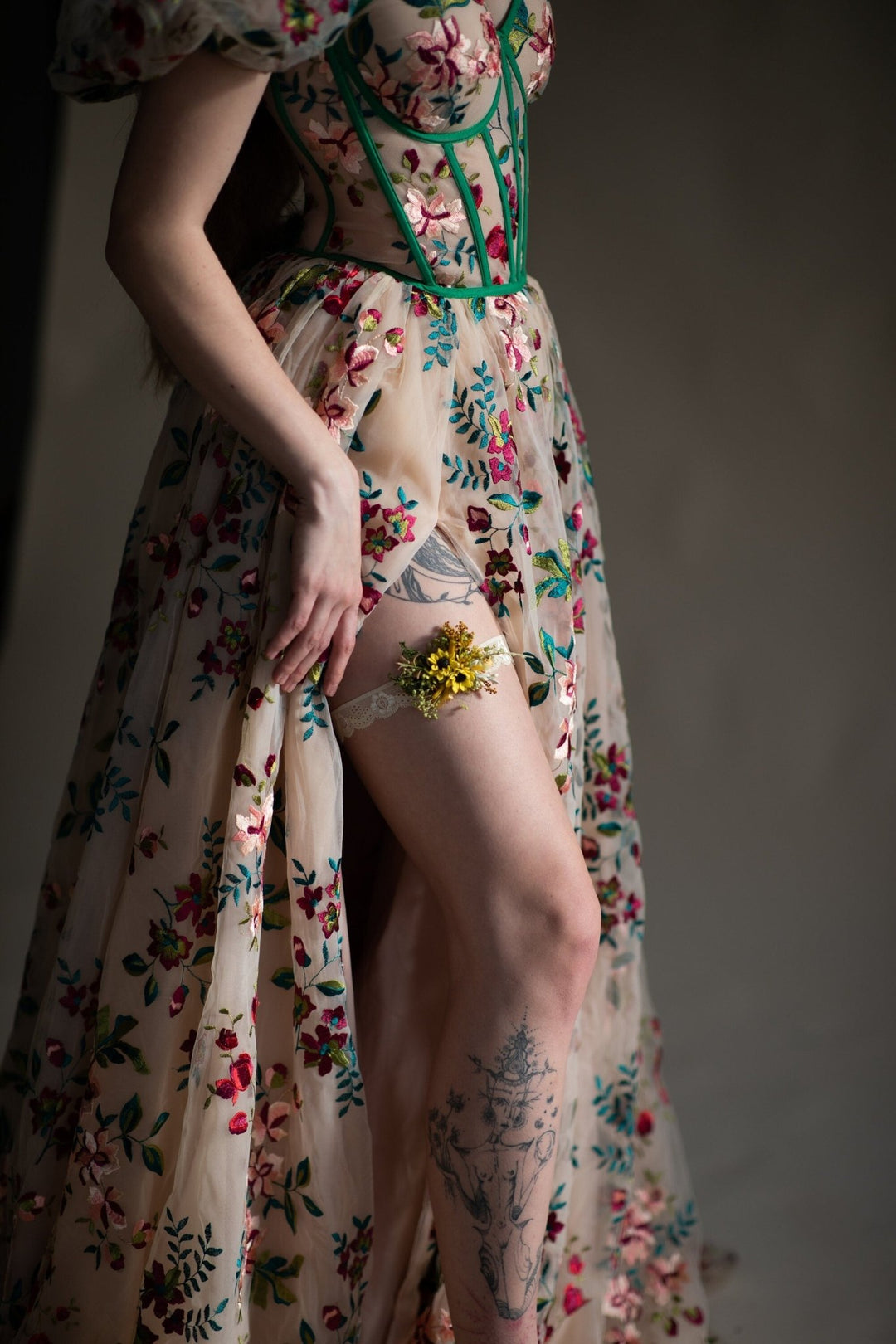 Sunflower Bridal Garter: Yellow Wedding Accessory – handmade floral hair accessory by magaela