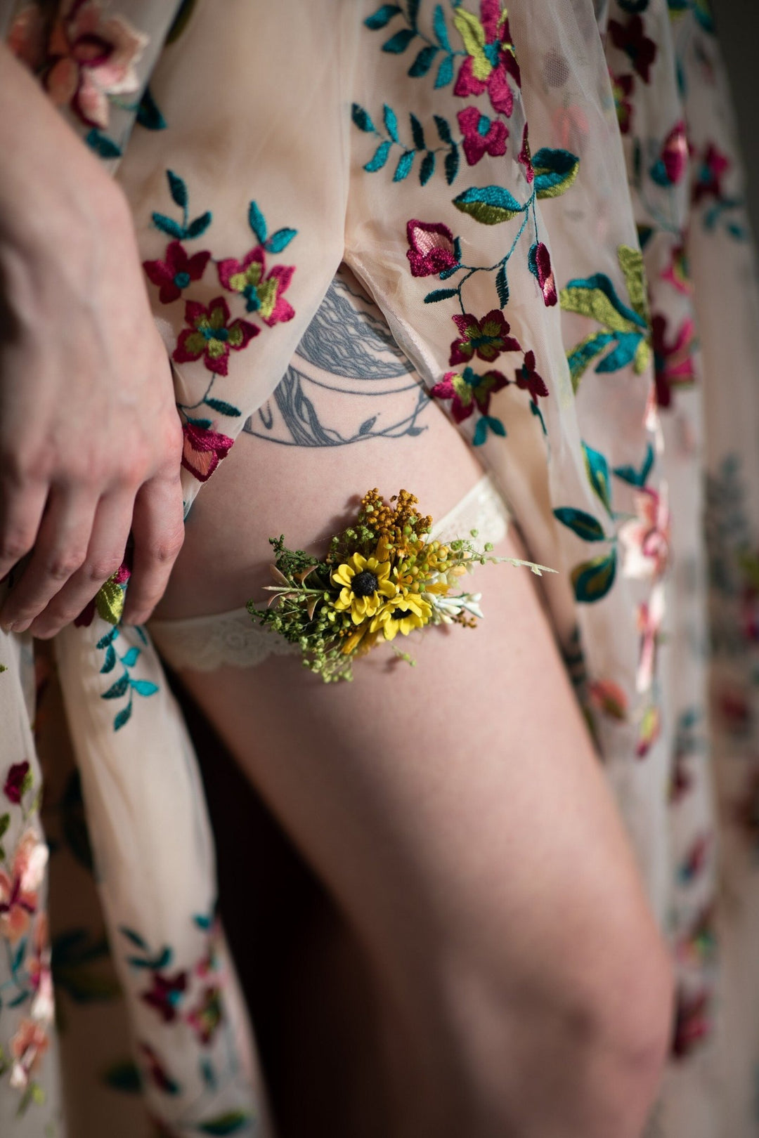 Sunflower Bridal Garter: Yellow Wedding Accessory – handmade floral hair accessory by magaela