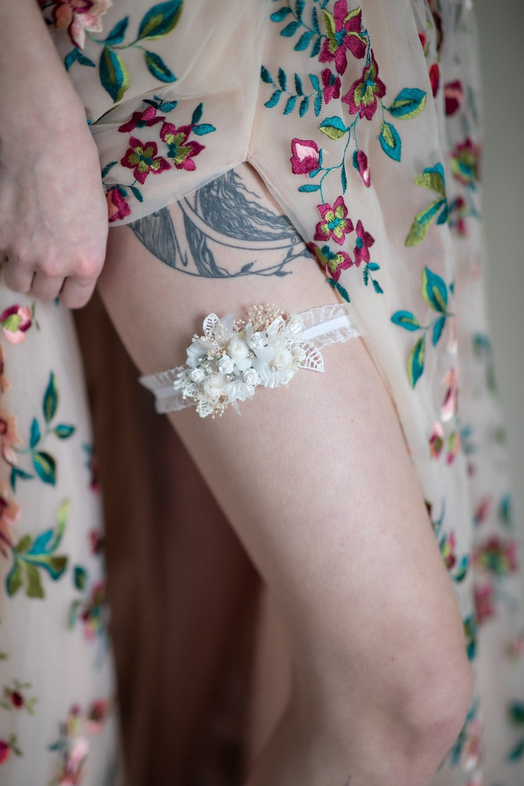 White Flower Wedding Garter: Lace Bridal Toss Garter – handmade floral hair accessory by magaela