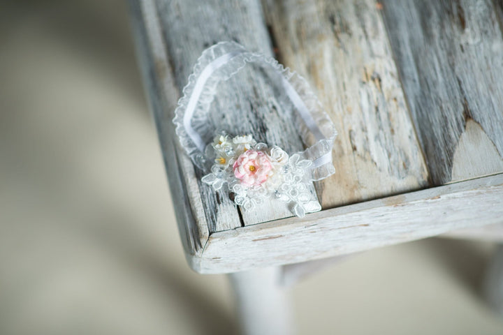 Floral Lace Wedding Garter: Customizable Bridal Accessory – handmade floral hair accessory by magaela