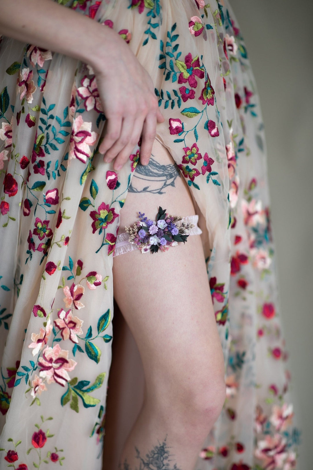 Purple Rose Bridal Garter: Violet Wedding Accessory – handmade floral hair accessory by magaela