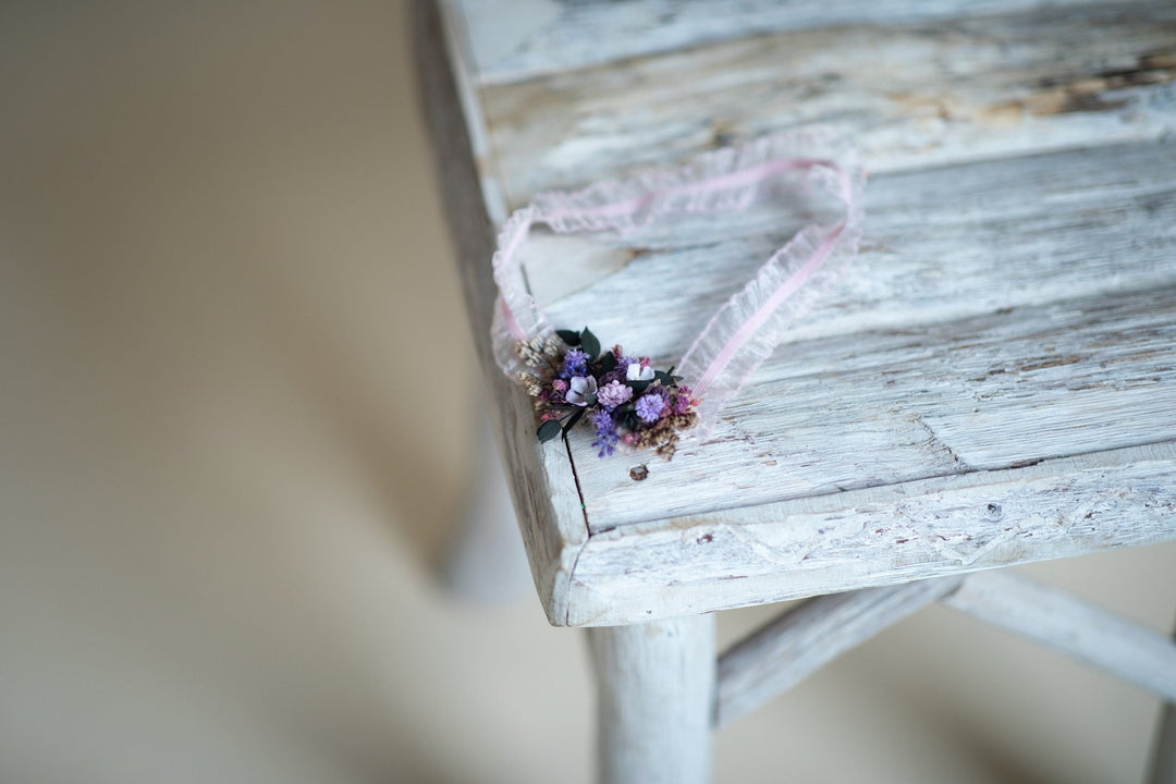 Purple Rose Bridal Garter: Violet Wedding Accessory – handmade floral hair accessory by magaela
