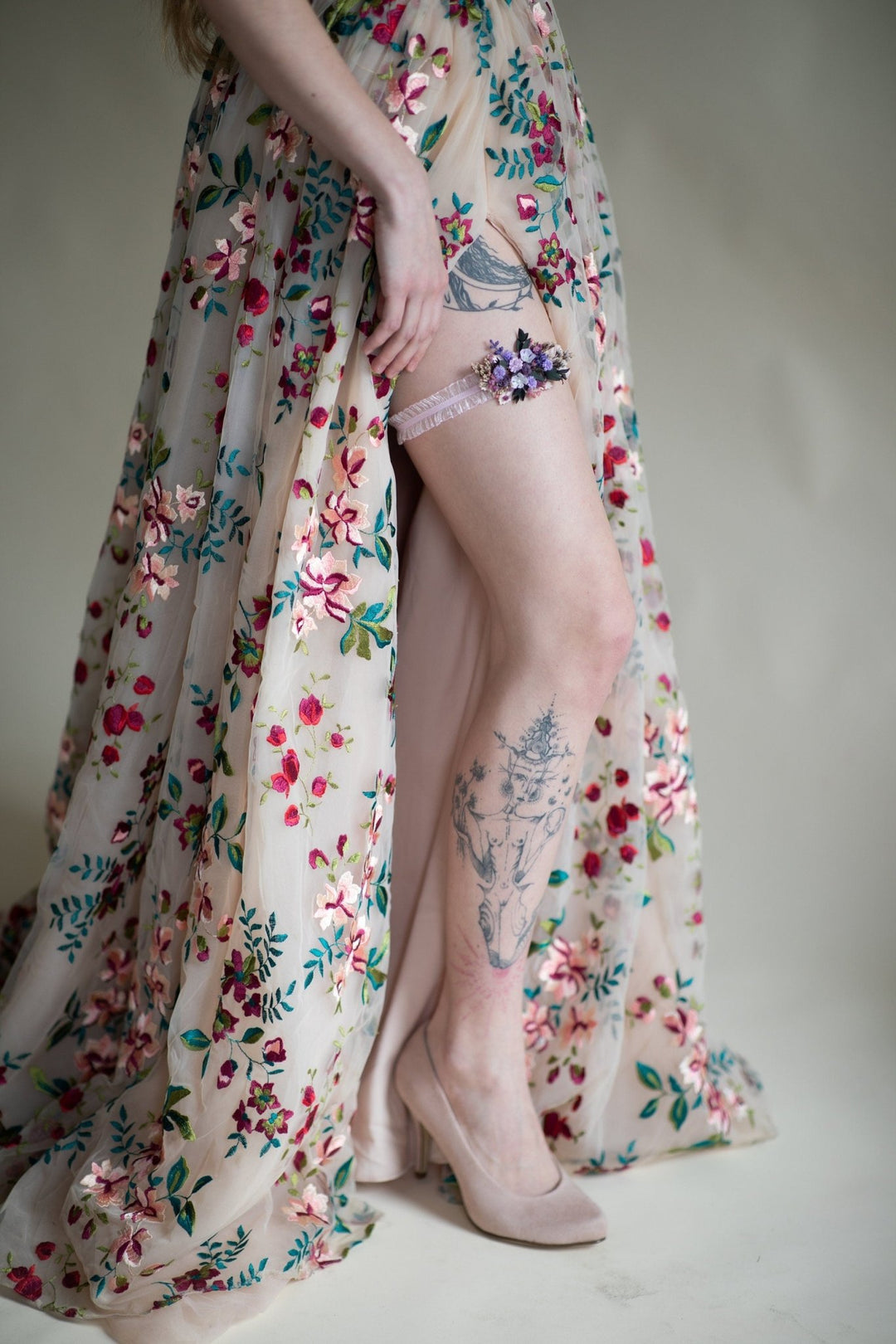 Purple Rose Bridal Garter: Violet Wedding Accessory – handmade floral hair accessory by magaela