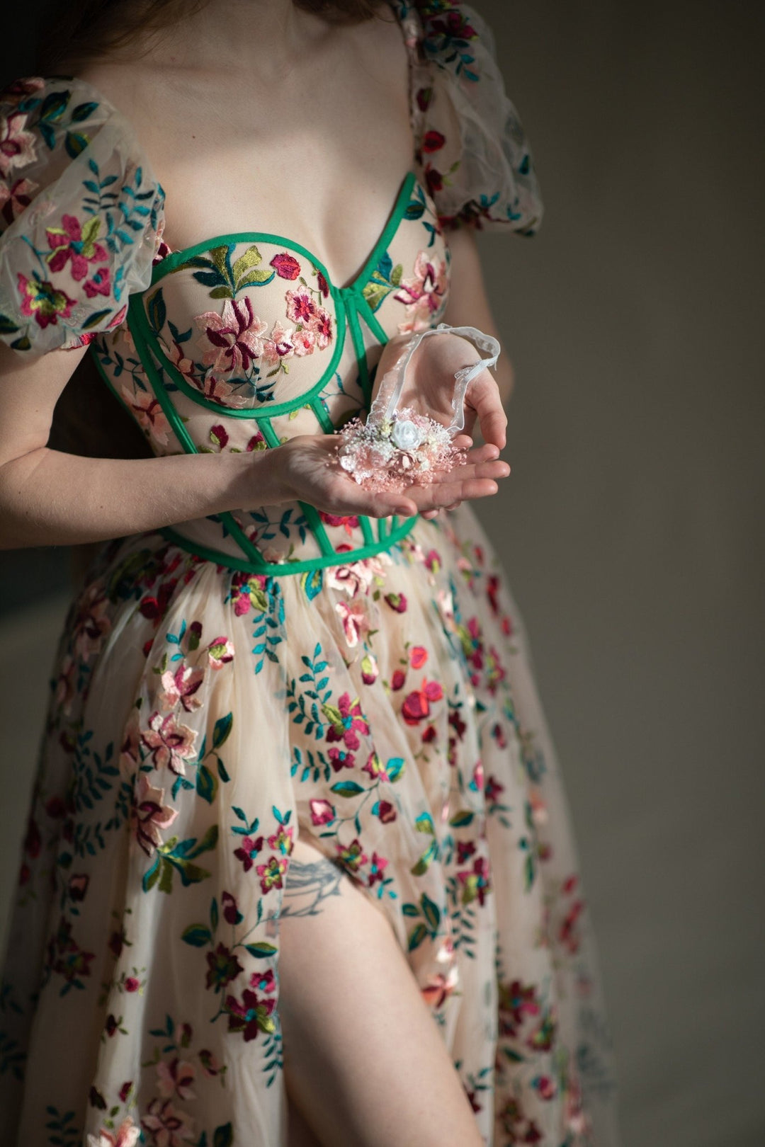 White Peony Flower Wedding Garter: Blush Pink Lace Bridal Accessory – handmade floral hair accessory by magaela