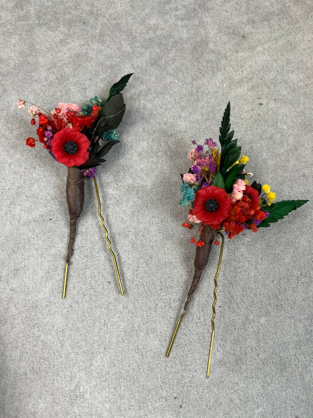 Poppy Flower Hair Comb: Folk Wedding Bridal Accessory – handmade floral hair accessory by magaela