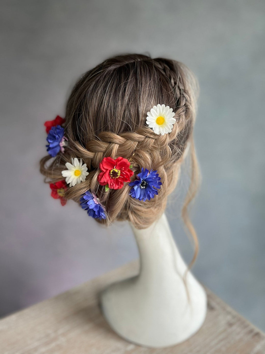 Wildflower Hair Pins: Poppy, Cornflower, Daisy - Wedding Hair Accessories – handmade floral hair accessory by magaela