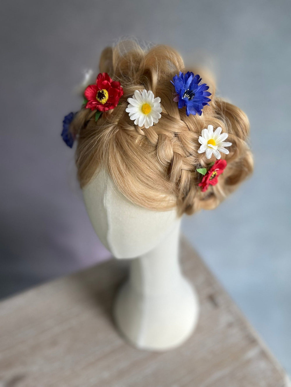 Wildflower Hair Pins: Poppy, Cornflower, Daisy - Wedding Hair Accessories – handmade floral hair accessory by magaela
