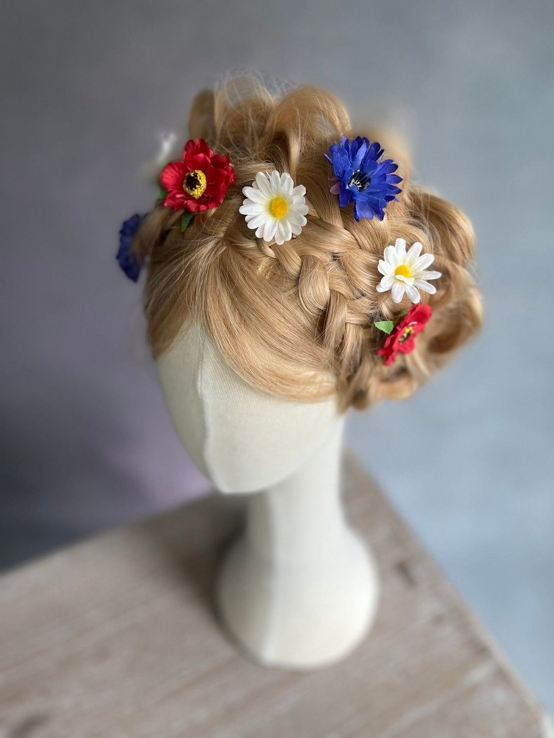 Wildflower Hair Pins: Poppy, Cornflower, Daisy - Wedding Hair Accessories – handmade floral hair accessory by magaela