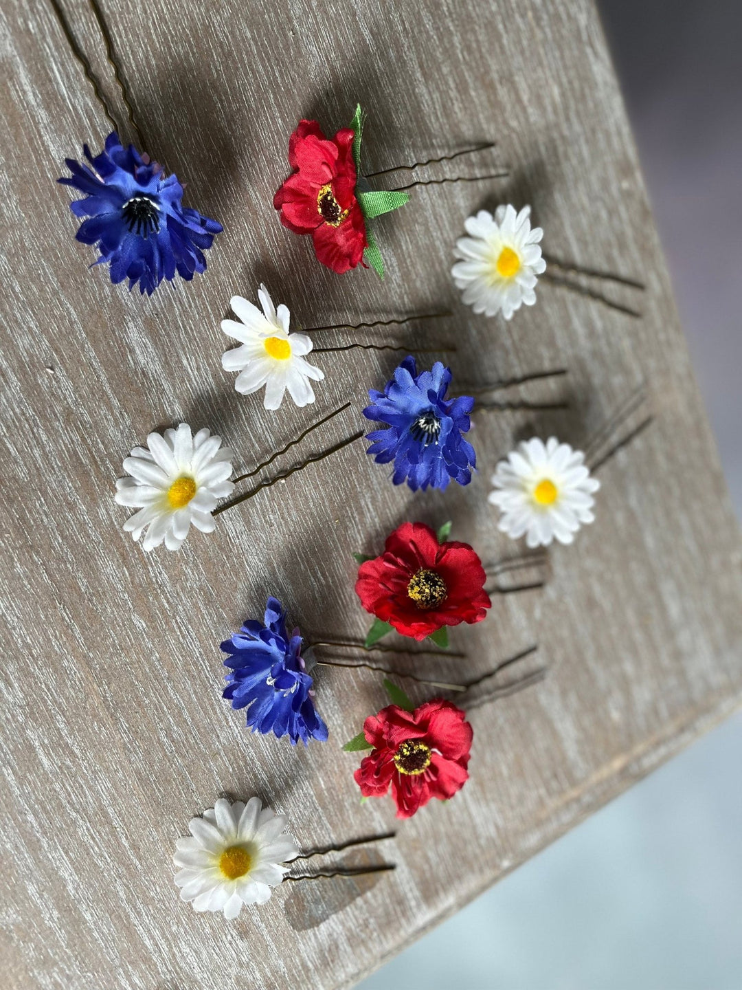 Wildflower Hair Pins: Poppy, Cornflower, Daisy - Wedding Hair Accessories – handmade floral hair accessory by magaela