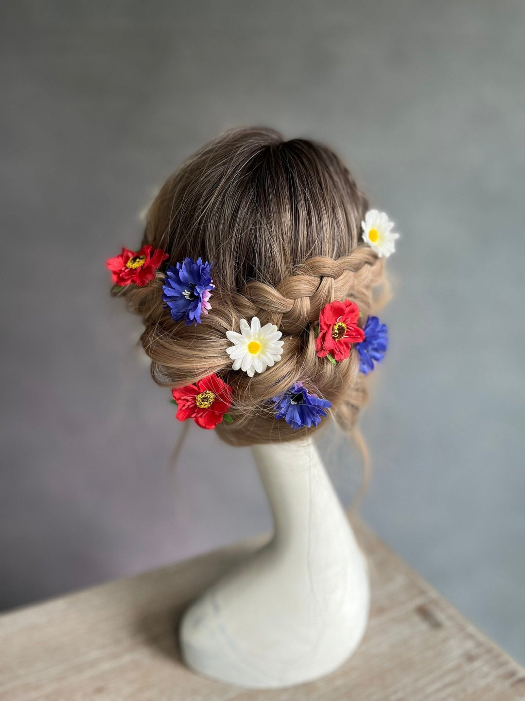 Wildflower Hair Pins: Poppy, Cornflower, Daisy - Wedding Hair Accessories – handmade floral hair accessory by magaela