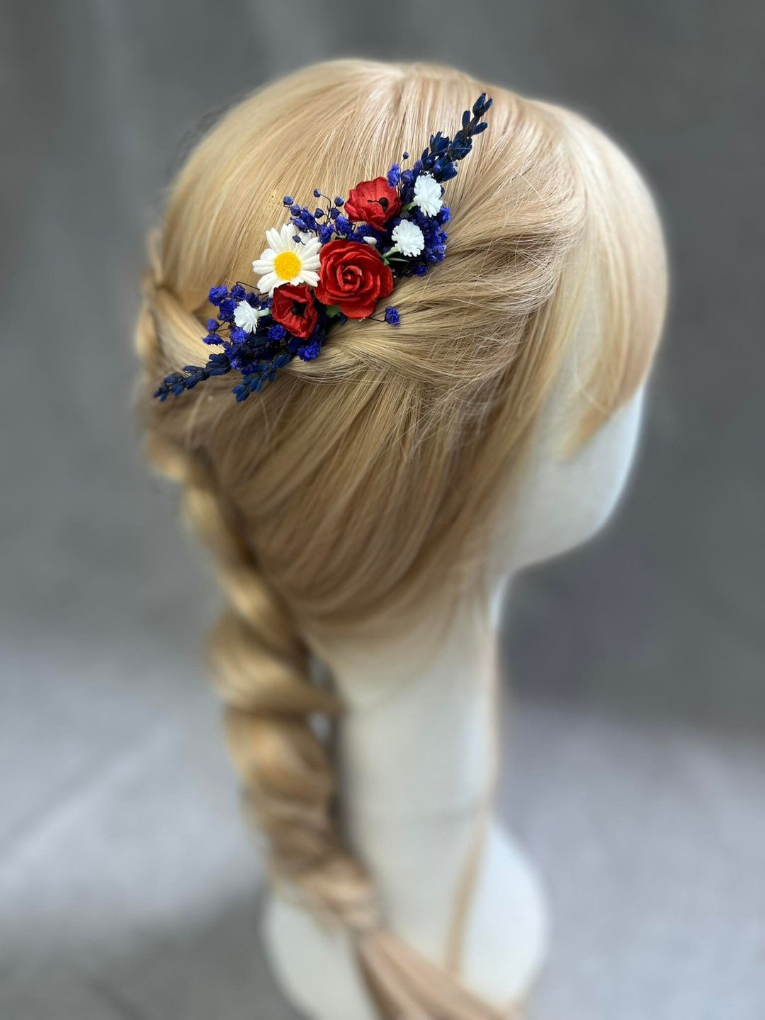 Lavender Poppy Flower Hair Comb: Natural Meadow Wedding Accessory – handmade floral hair accessory by magaela