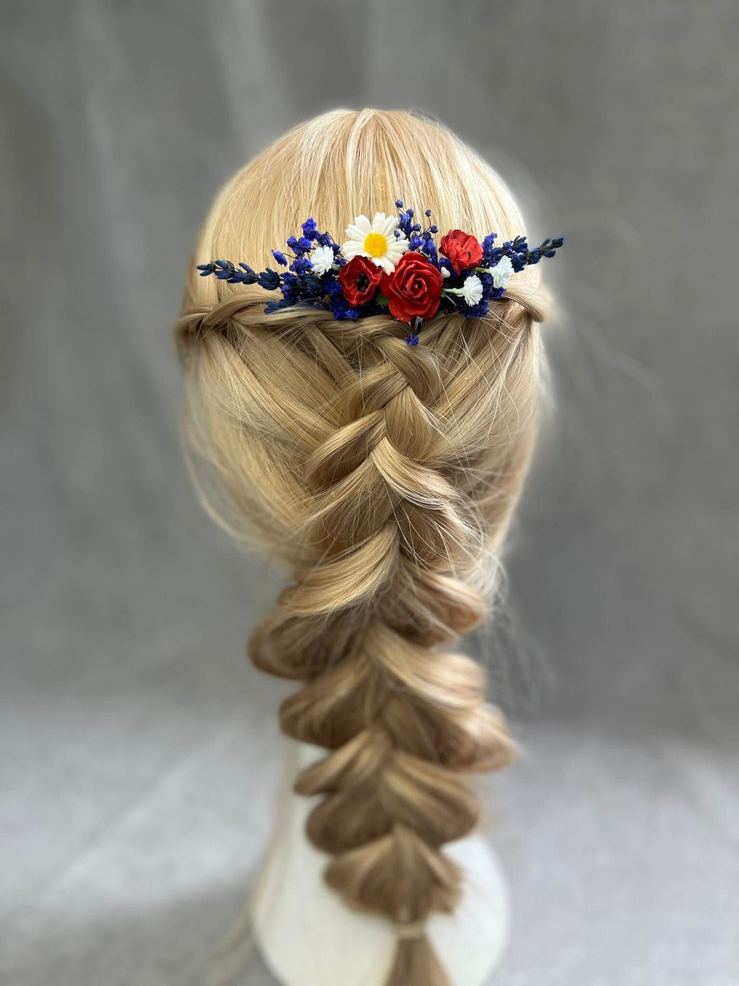 Lavender Poppy Flower Hair Comb: Natural Meadow Wedding Accessory – handmade floral hair accessory by magaela