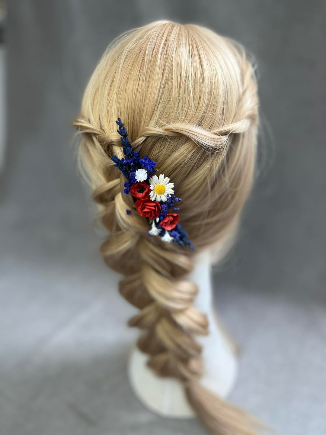 Lavender Poppy Flower Hair Comb: Natural Meadow Wedding Accessory – handmade floral hair accessory by magaela