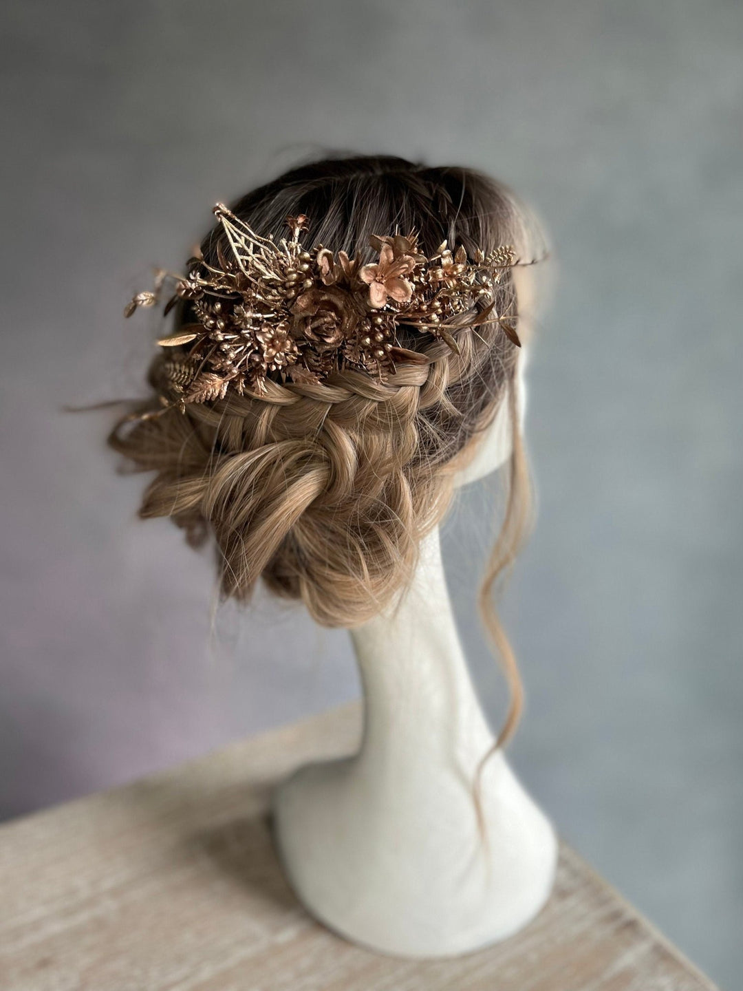 Dark Bronze Flower Hair Comb: Elegant Bridal Headpiece – handmade floral hair accessory by magaela