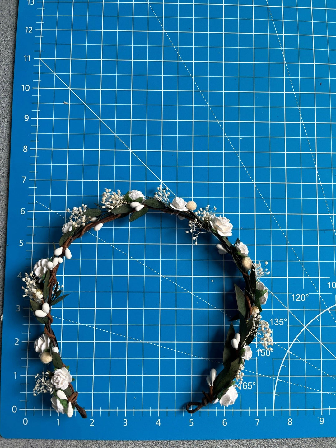 White Rose Wedding Hair Crown: Bridal Flower Wreath Halo – handmade floral hair accessory by magaela