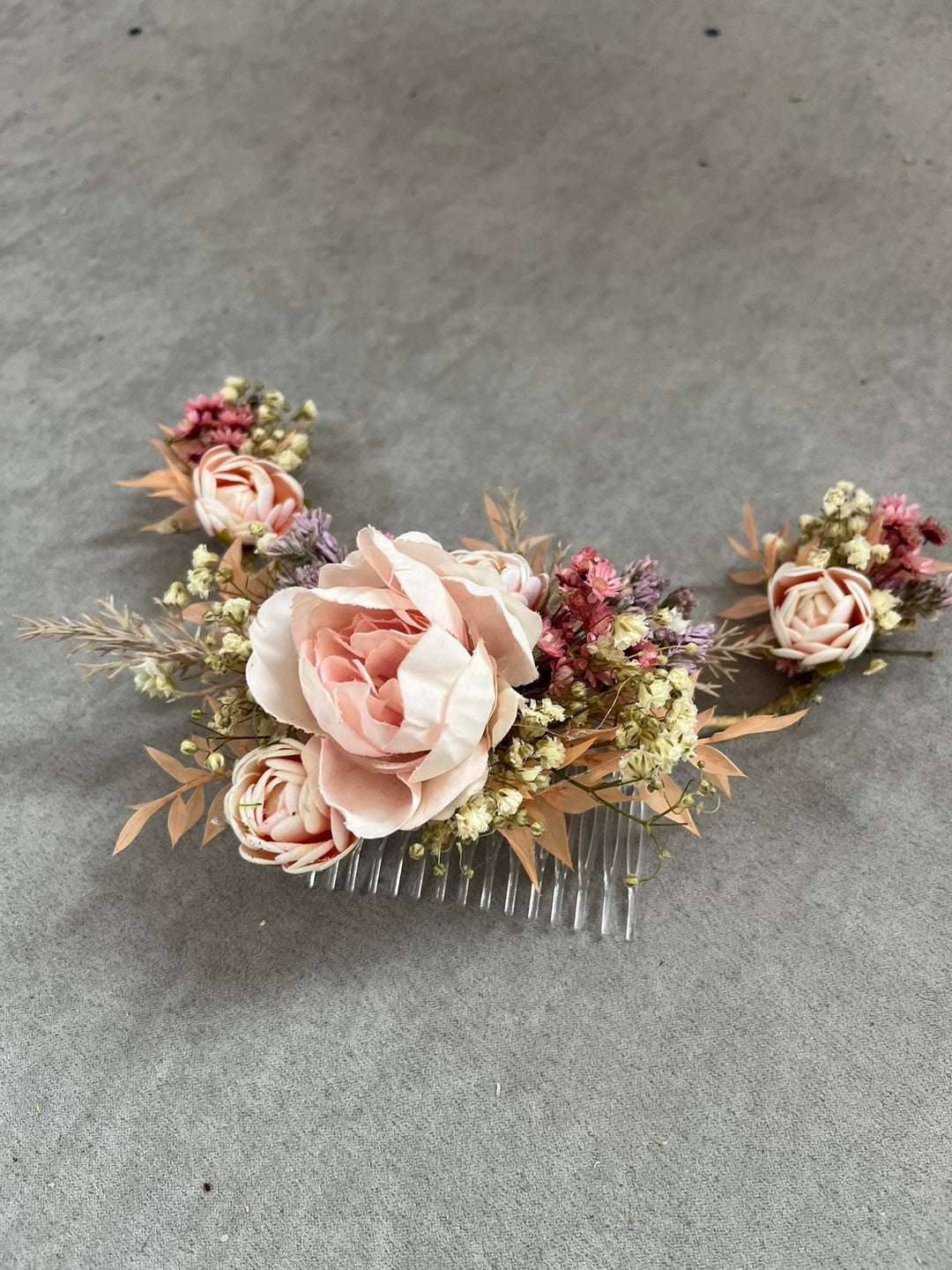Blush Wedding Hair Comb: Romantic Floral Bridal Vine – handmade floral hair accessory by magaela