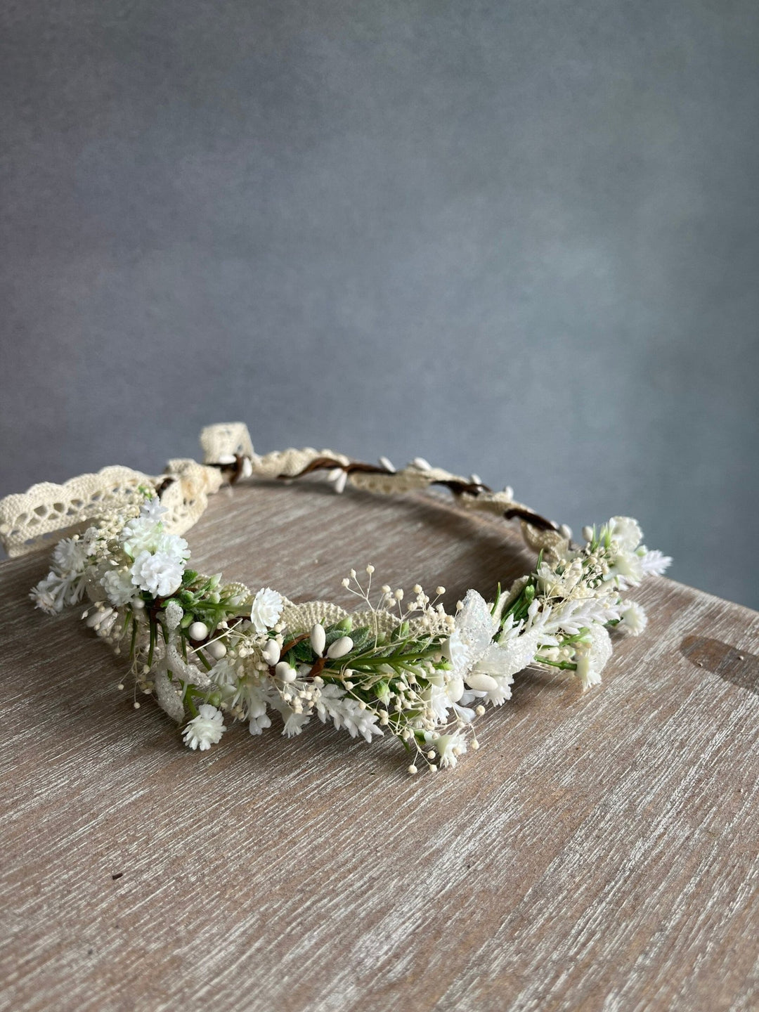 White Flower Bridal Crown: Wedding Hair Wreath, Ivory Headpiece – handmade floral hair accessory by magaela