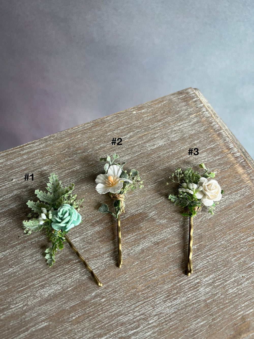 Sage Green Floral Hair Pins: Bridal White Rose Hair Accessories – handmade floral hair accessory by magaela