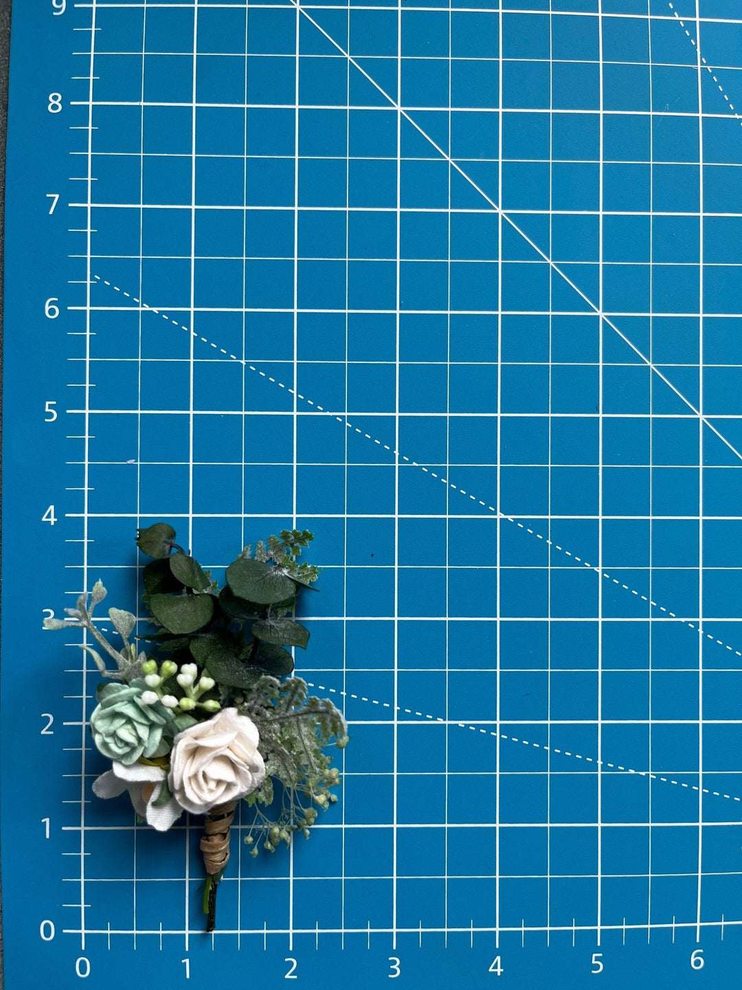 White Rose & Sage Green Boutonniere: Wedding Groom Accessory – handmade floral hair accessory by magaela