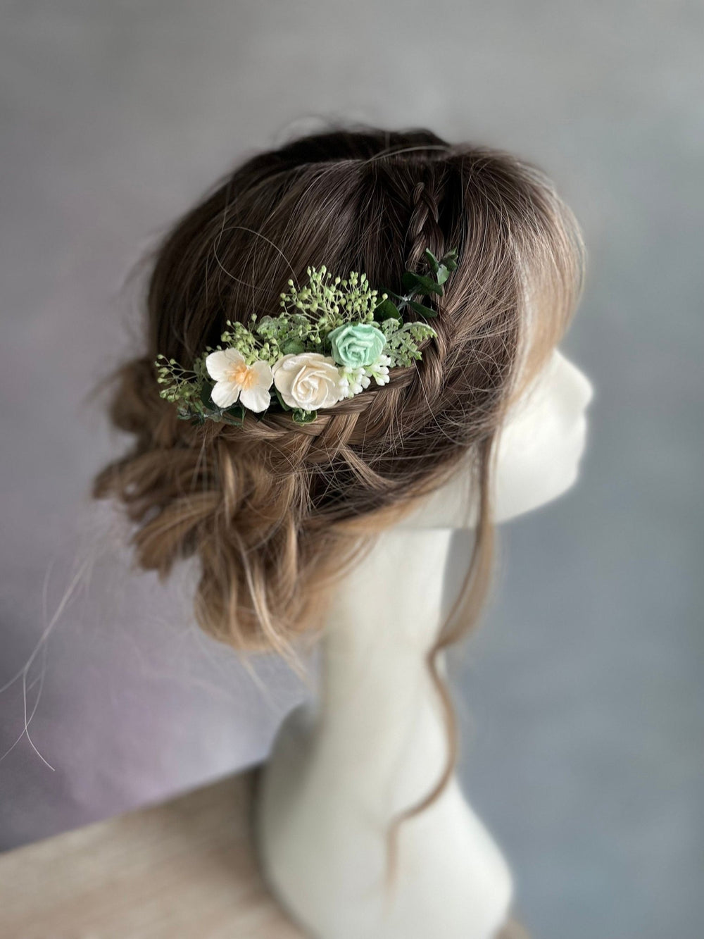 Mint Rose Flower Hair Comb: Sage Green Wedding Bridal Accessory – handmade floral hair accessory by magaela