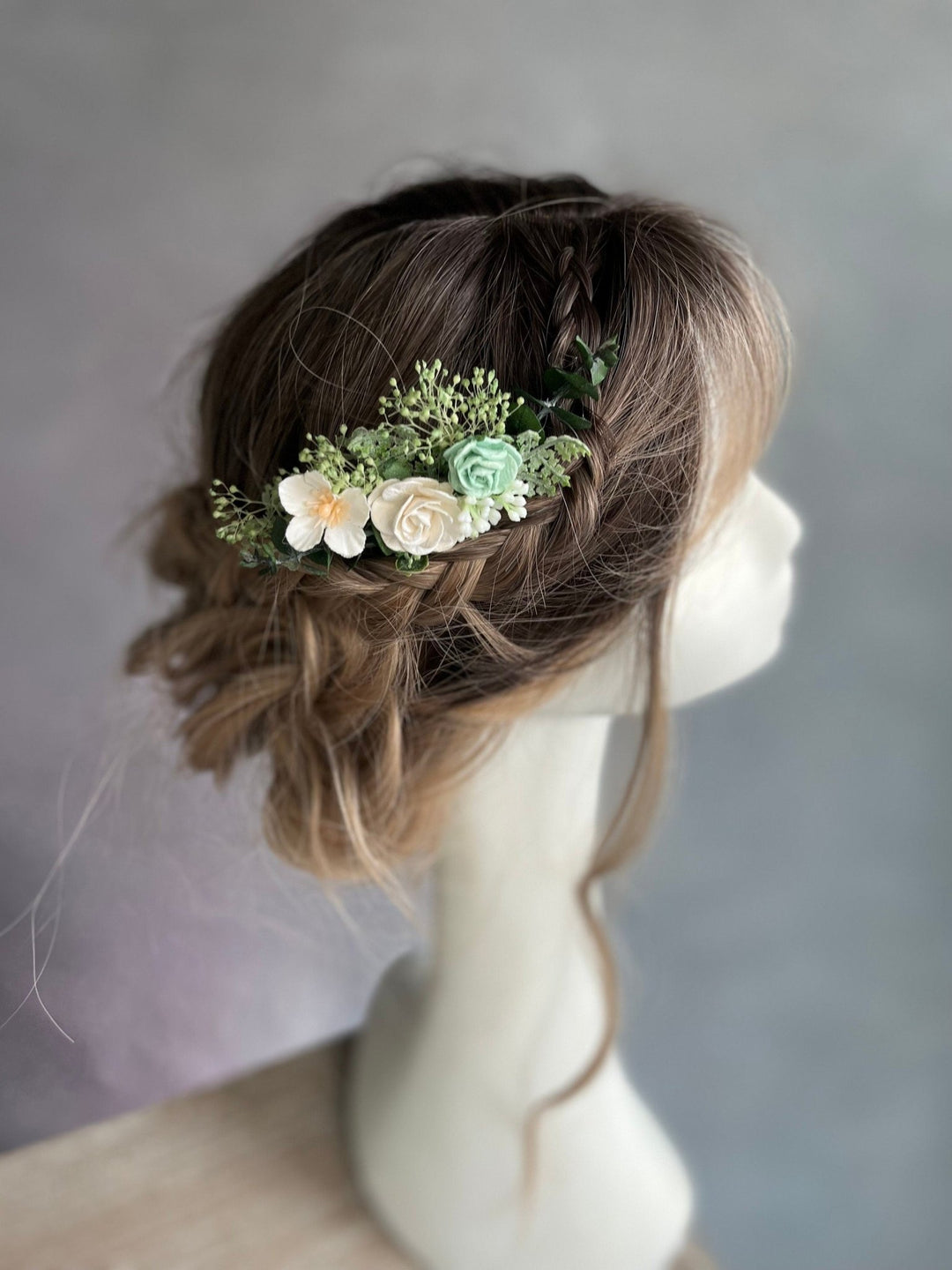 Mint Rose Flower Hair Comb: Sage Green Wedding Bridal Accessory – handmade floral hair accessory by magaela