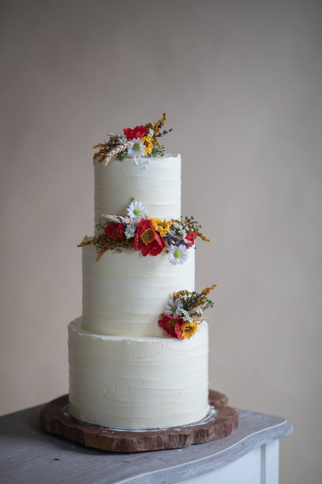 Wildflower Wedding Cake Toppers: Poppy & Daisy Floral Arrangement – handmade floral hair accessory by magaela