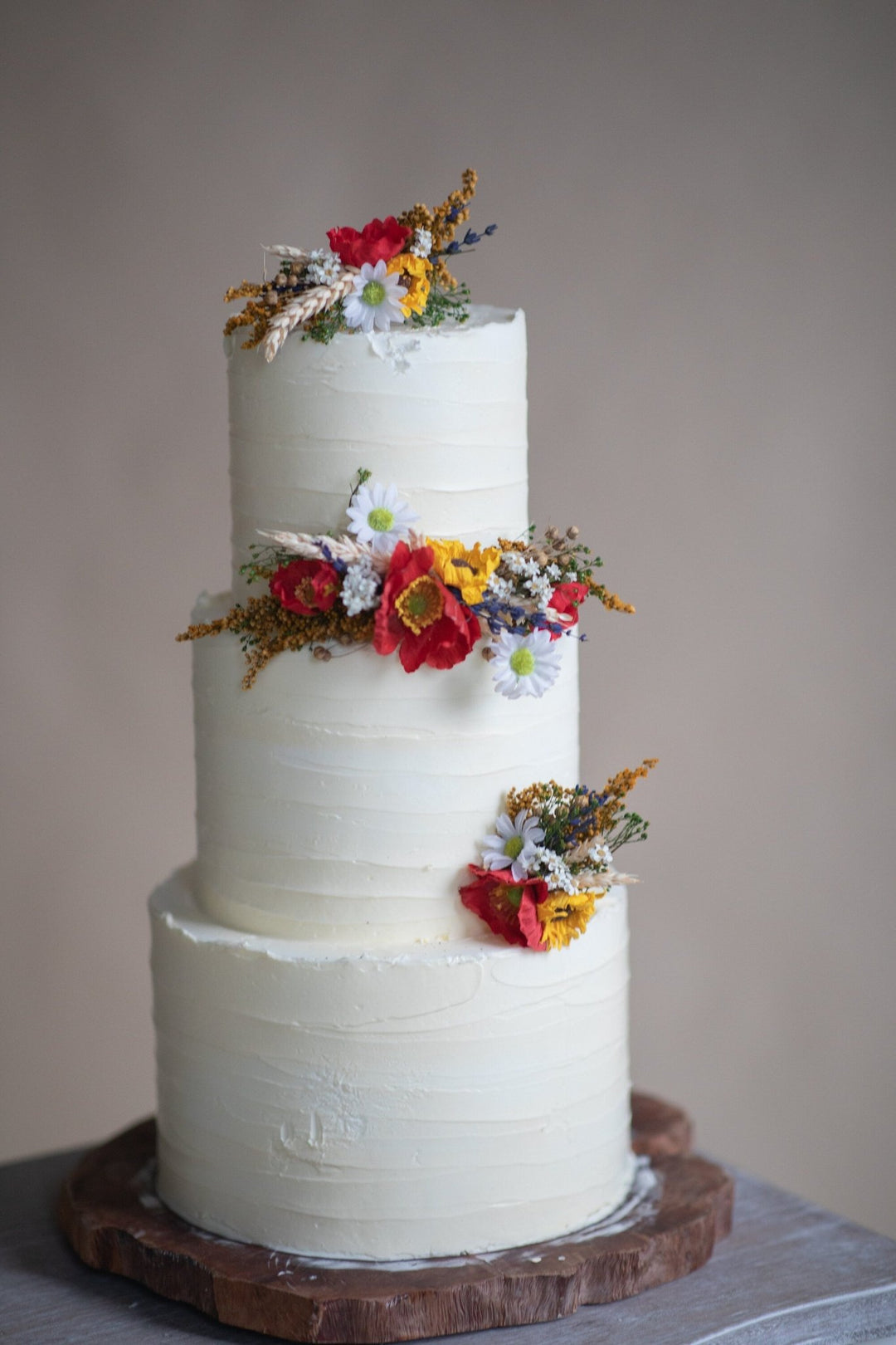 Wildflower Wedding Cake Toppers: Poppy & Daisy Floral Arrangement – handmade floral hair accessory by magaela