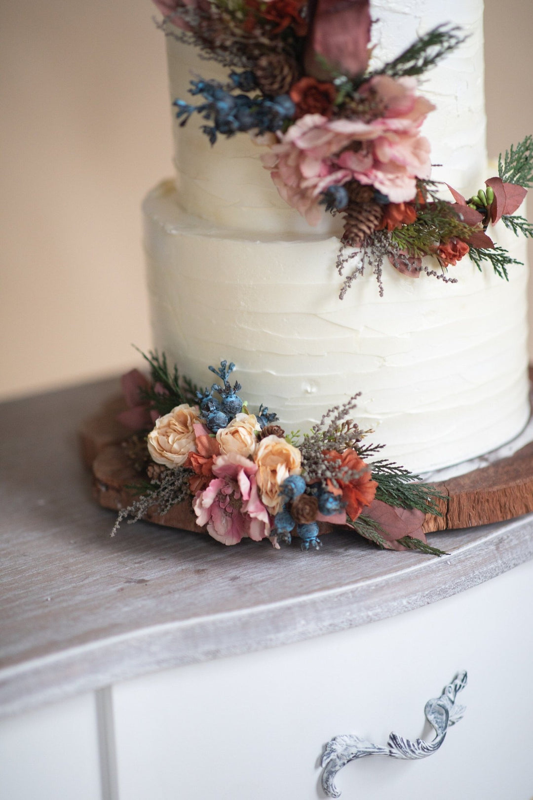 Autumn Wedding Cake Flower Topper: Woodland Floral Arrangement – handmade floral hair accessory by magaela