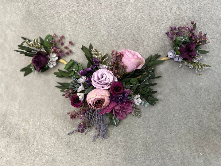 Purple Flower Hair Vine: Bridal Wedding Half Wreath – handmade floral hair accessory by magaela