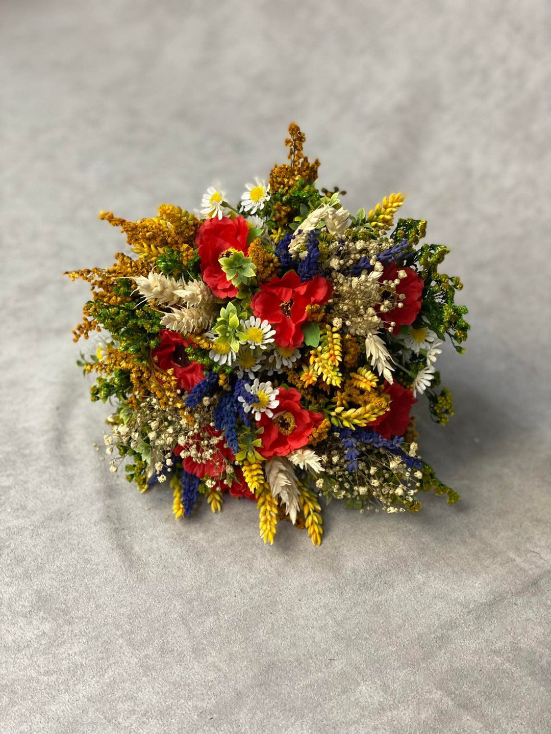 Folk Poppy Wedding Bouquet: Meadow Wildflower Bridal Bouquet – handmade floral hair accessory by magaela