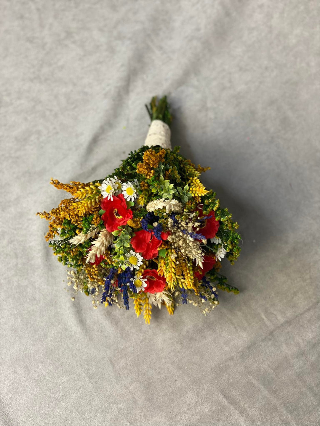 Folk Poppy Wedding Bouquet: Meadow Wildflower Bridal Bouquet – handmade floral hair accessory by magaela